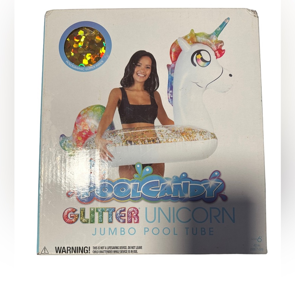 Pool candy glitter unicorn pool tube OS NIB
